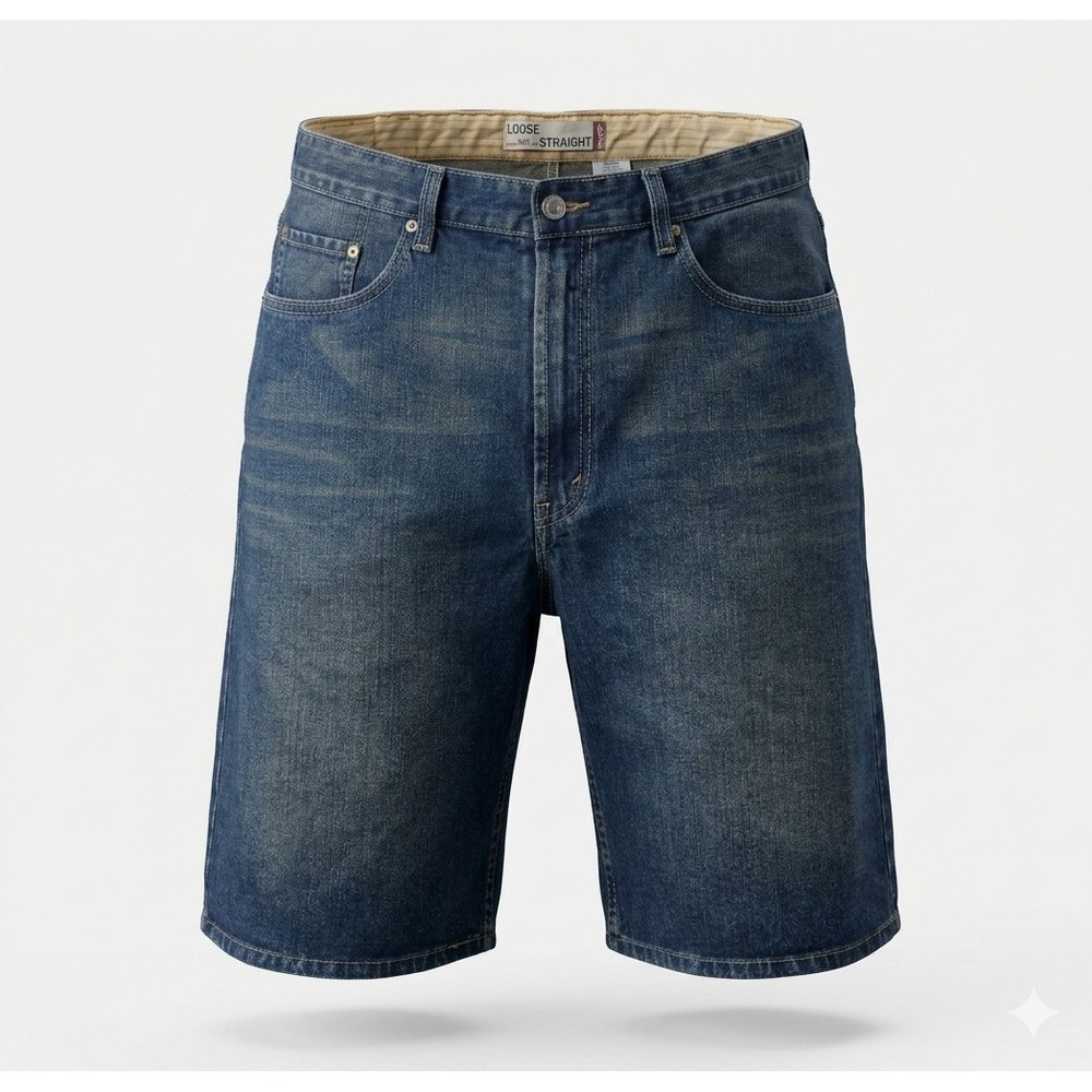 Levi's Red Tab 569 Loose Straight Leg Men's Blue Denim Jean Shorts. Size 38